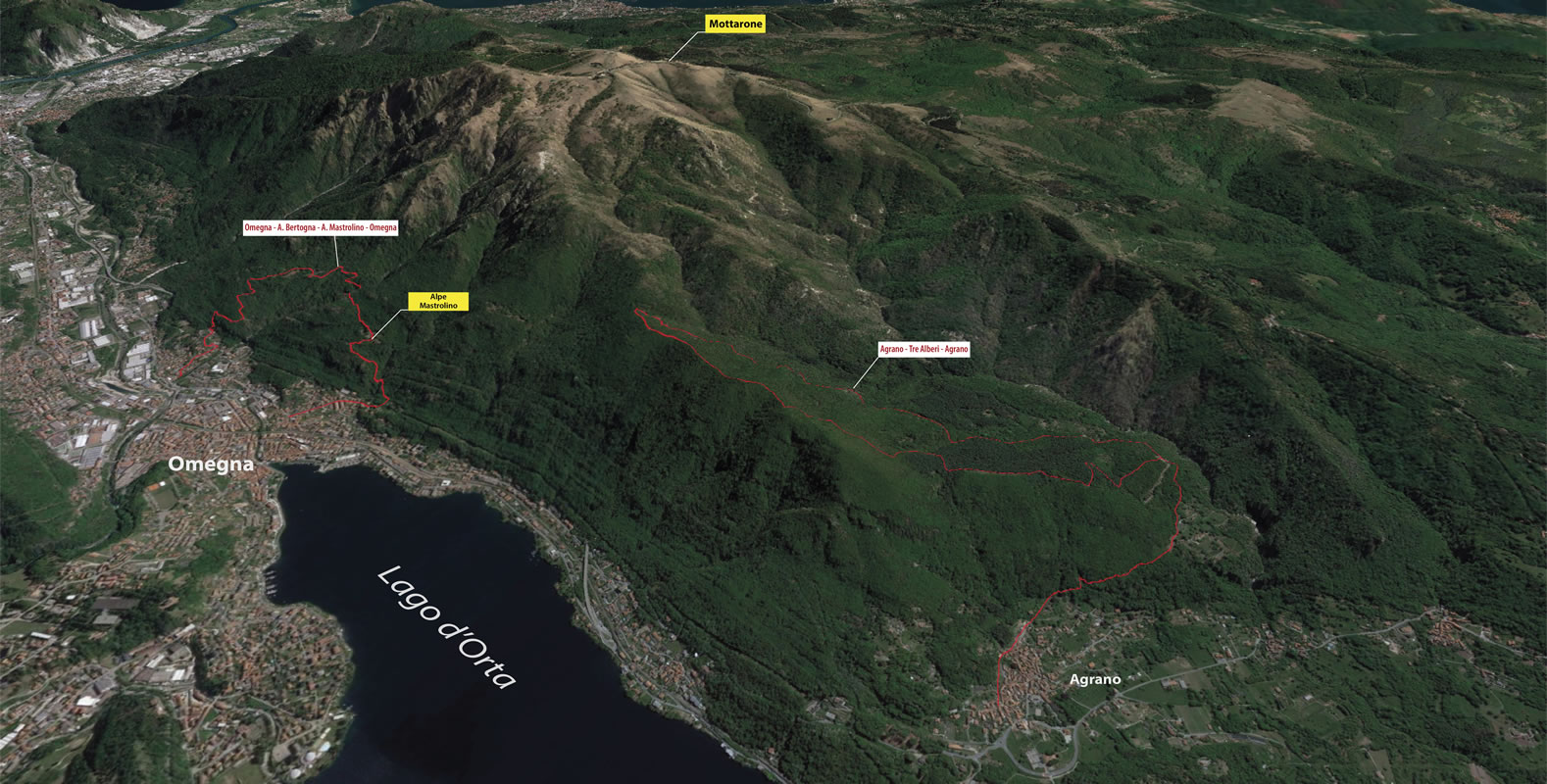 Mappa turistica 3D con itinerari gite